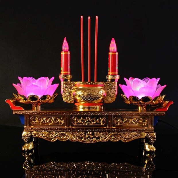 led莲花灯佛供灯蜡烛 念佛机荷花灯家用电供佛灯长明灯具佛教用品