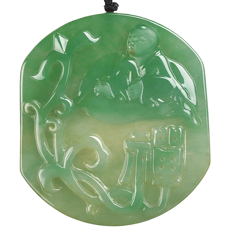 祥祯一叶成佛天然翡翠吊坠油绿玉佛挂件张蔚文大师颈饰