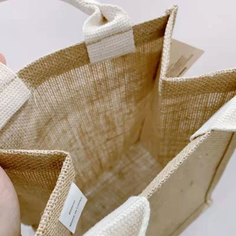 黄麻包手拎亚麻布手提防水a4便当饭盒购物袋