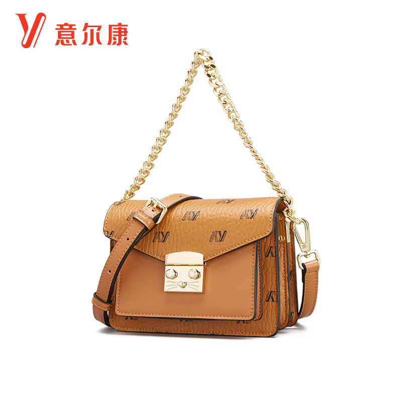 意尔康包包2020新款潮女包风琴包经典链条包印花小包邮差包斜挎包