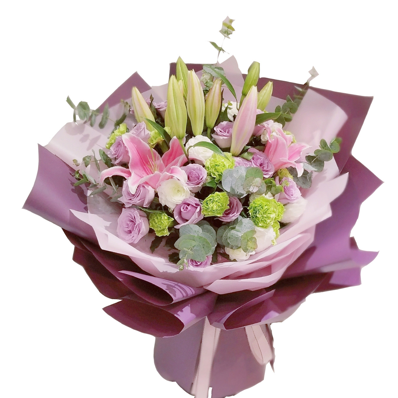 百合花鲜花花束结婚纪念周年礼物牡丹混搭上海鲜花速递同城