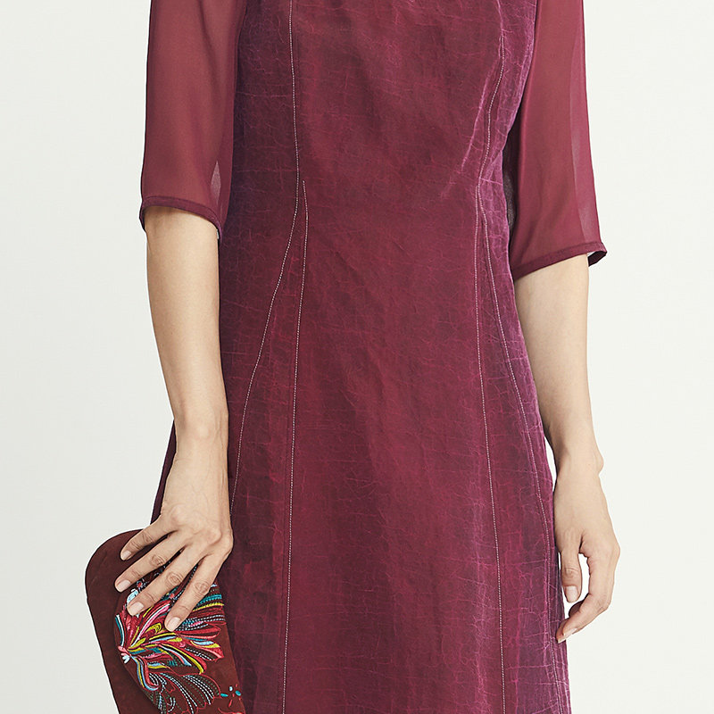 tangy天意莨绸连衣裙春秋款桑蚕丝真丝复古雅致连衣裙