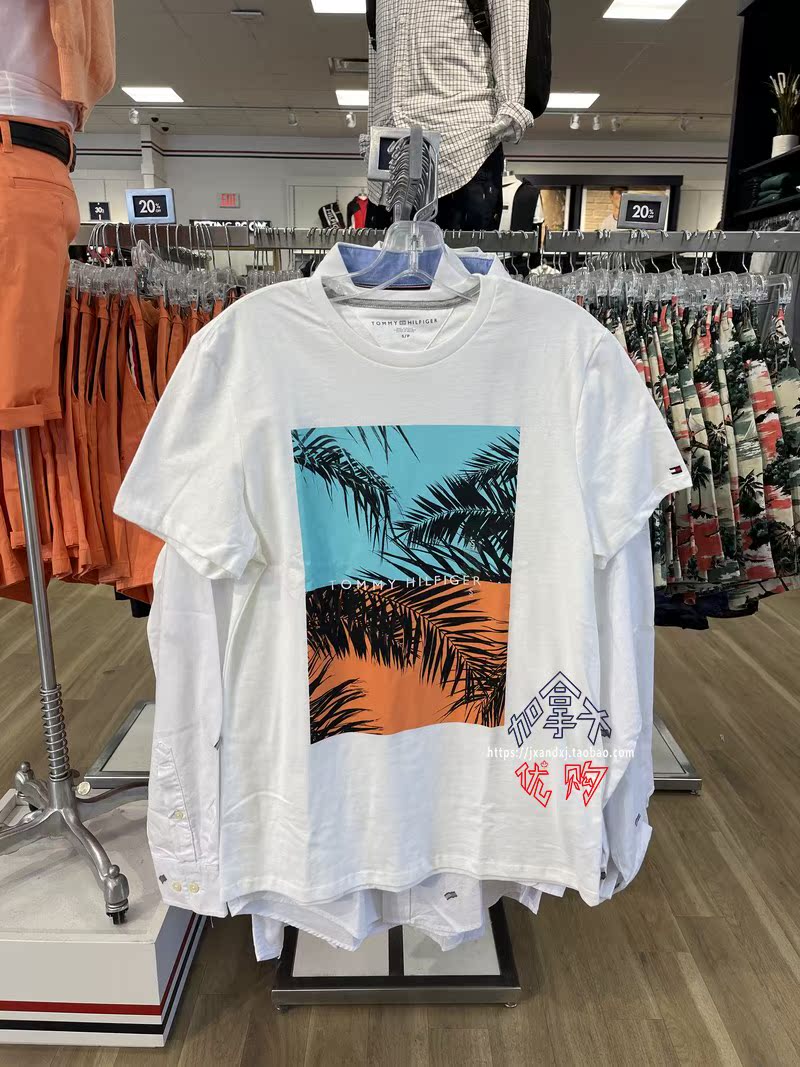 新品TOMMYHILFIGER汤米男士圆领潮酷城市图案印花休闲纯棉短袖T恤