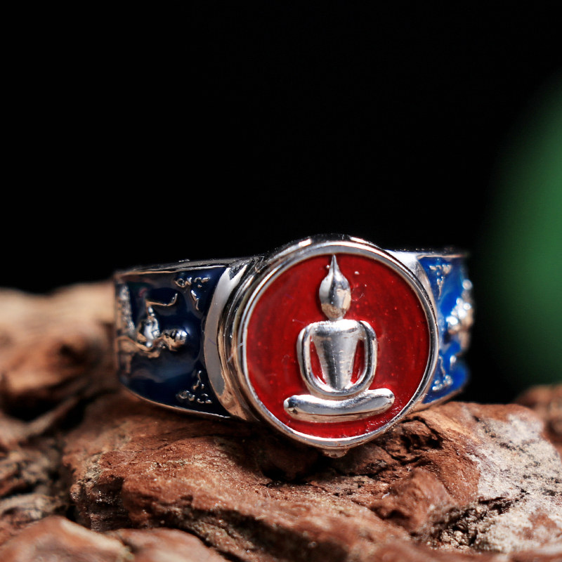 崇迪泰国佛牌瓦桑卡拉戒指纯银男女女同情侣泰国特色