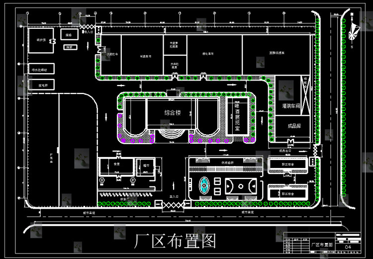 35000吨年产啤酒工厂设计平面图流程图设备车间布置设计素材