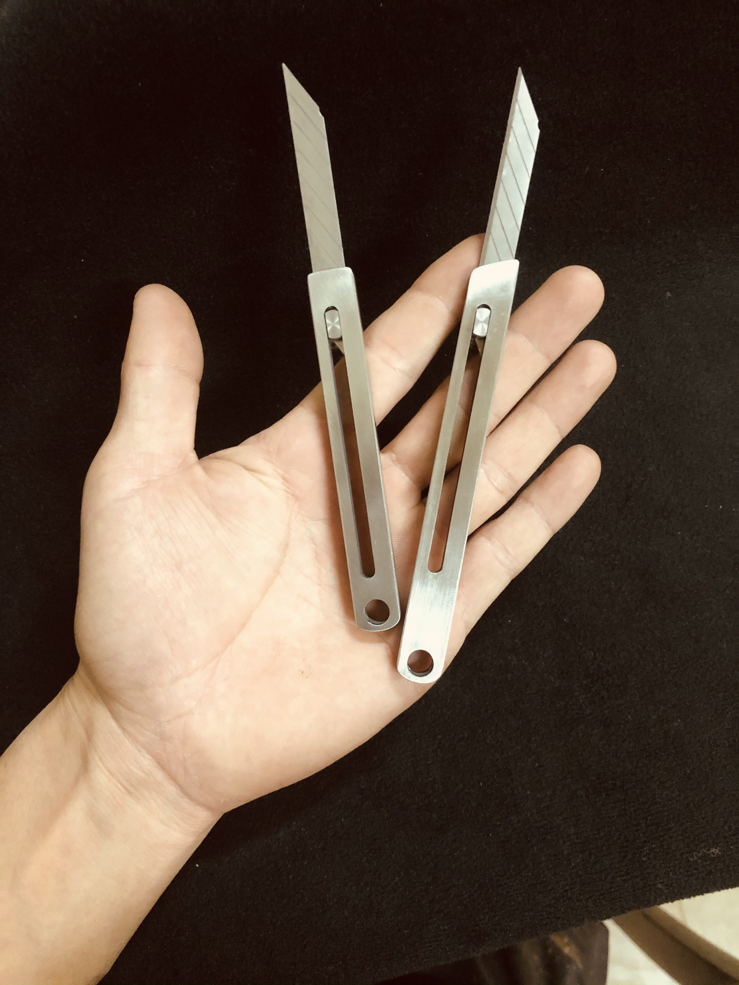 不锈钢推拉迷你美工刀女士防身水果随身携带快递小刀美工刀