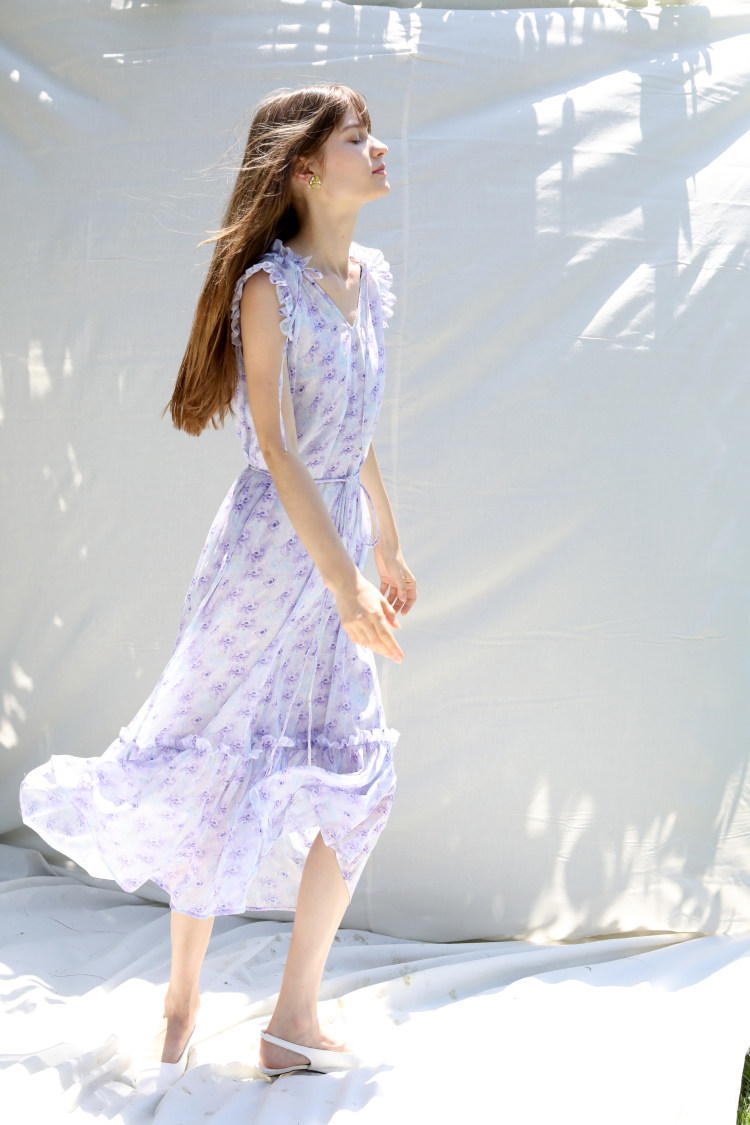 rayna紫花仙女长裙2106115连衣裙渲染水墨原创芮纳连衣裙