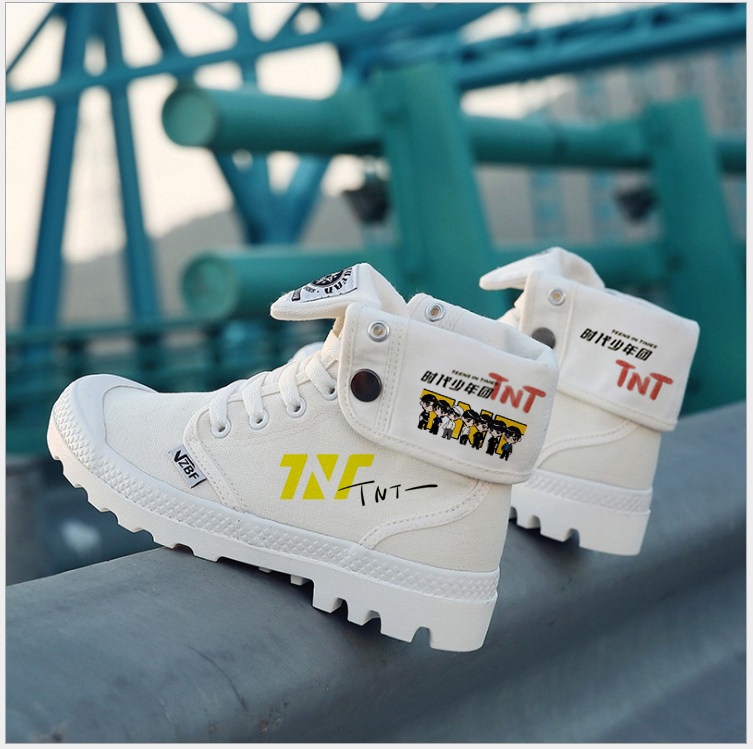 时代少年周边帆布布鞋tnt高帮手绘鞋马嘉祺帆布鞋