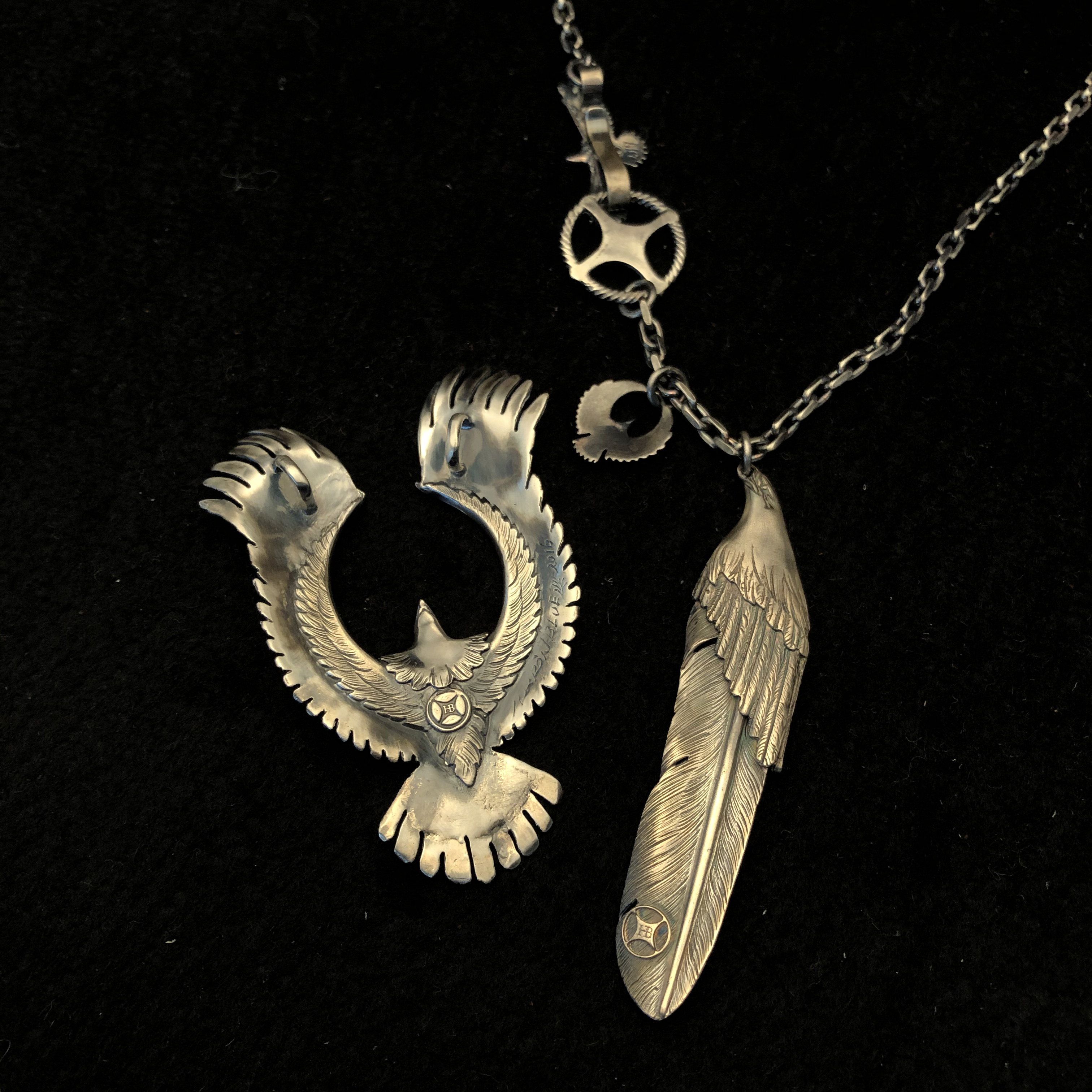 项链hb地平线大鹰印第印第安安高桥风吊坠纯银项链