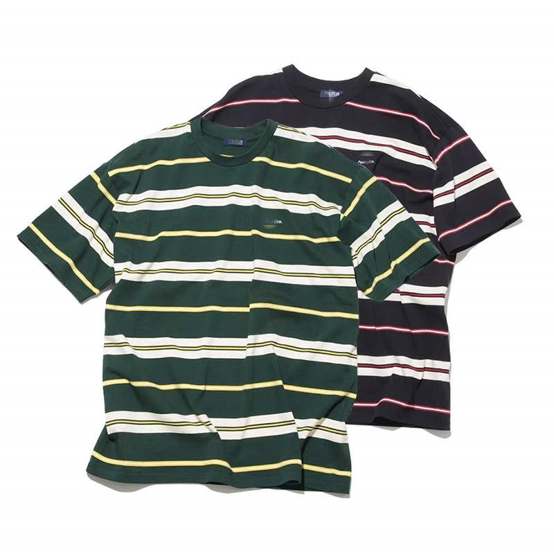 NAUTICA JAPAN 21SS MULTI BORDER TEE长谷川监制条纹宽松短袖T恤