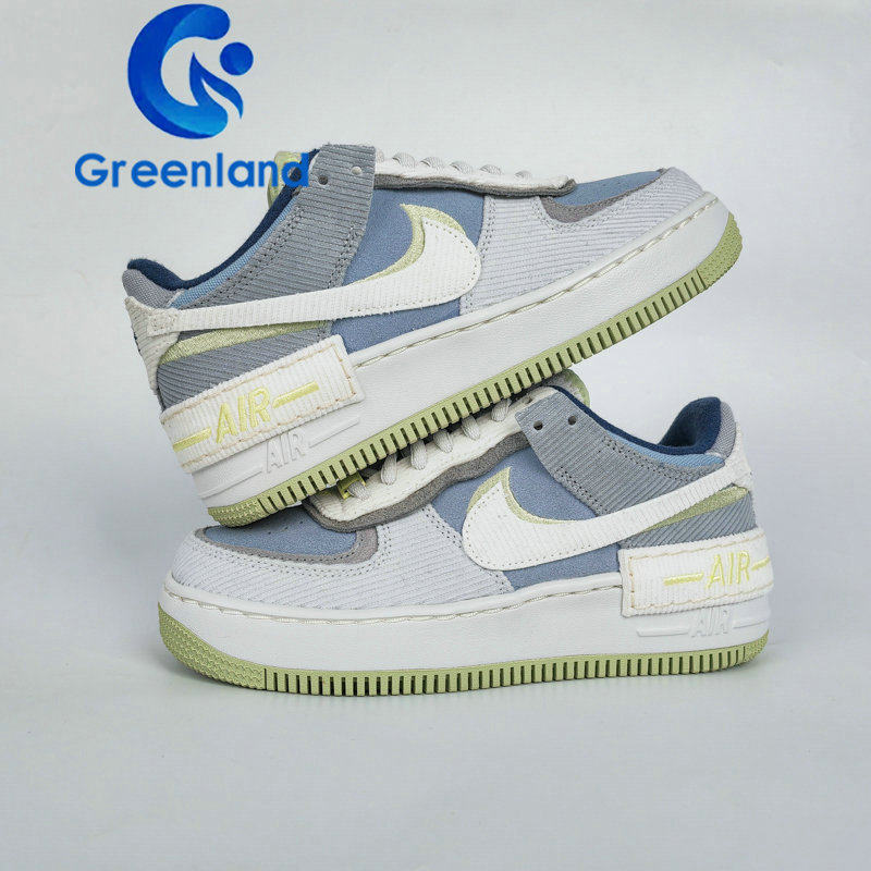 nike耐克airforce灯芯绒灰蓝女子空军一号低帮板鞋运动休闲鞋