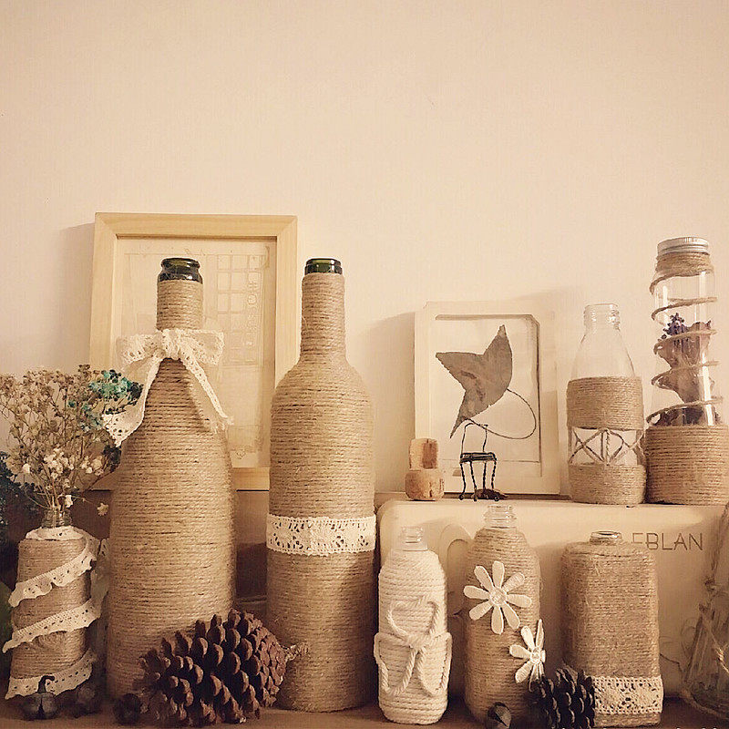 diy手工黄麻绳复古装饰品粗细麻绳吊牌照墙片麻绳材料包套餐