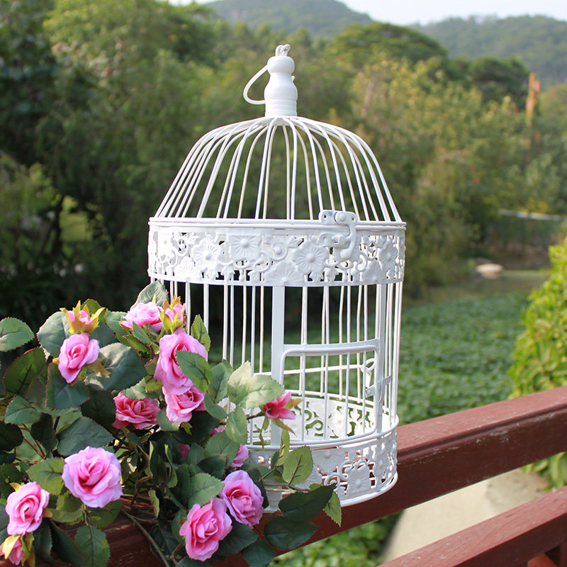 鸟笼欧式铁艺装饰挂式花篮婚庆户外摄影道具鸟笼