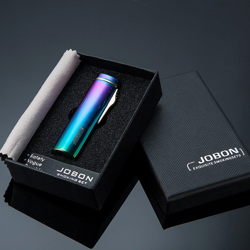 jobon中邦三头直冲蓝焰充气打火机防风创意个性金属男雪茄点火器