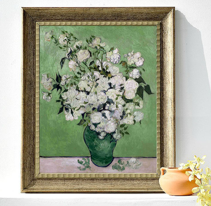 dmc十字绣套件世界名画花卉系列客厅个性装饰挂画梵高白玫瑰