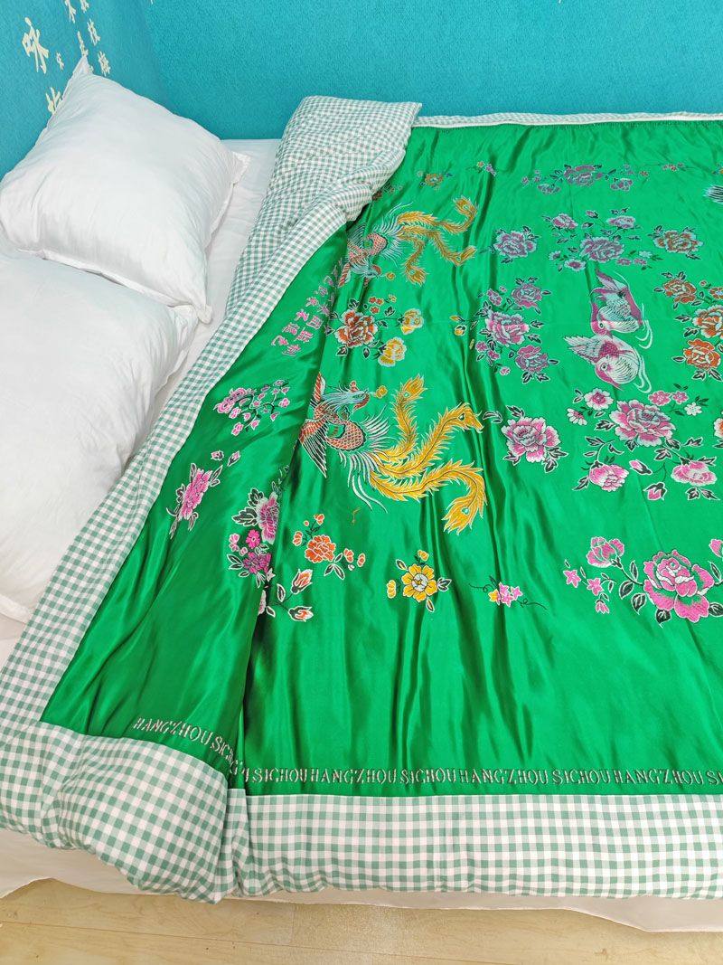 老式手工被套缎面棉花被子纯棉被里复古龙凤被子