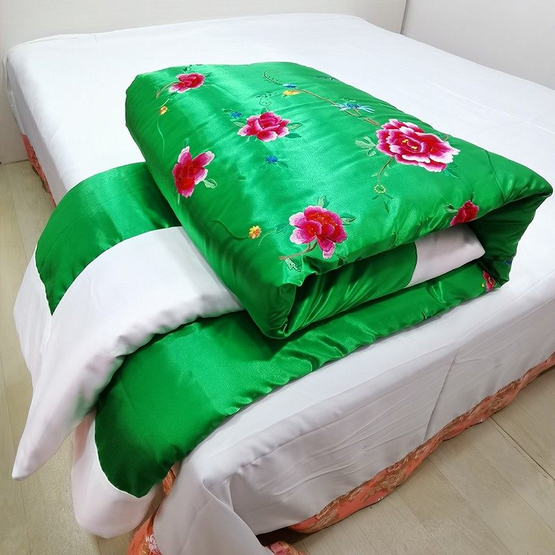 老式包边被子结婚手工棉花传统丝绸绸缎复古棉花被