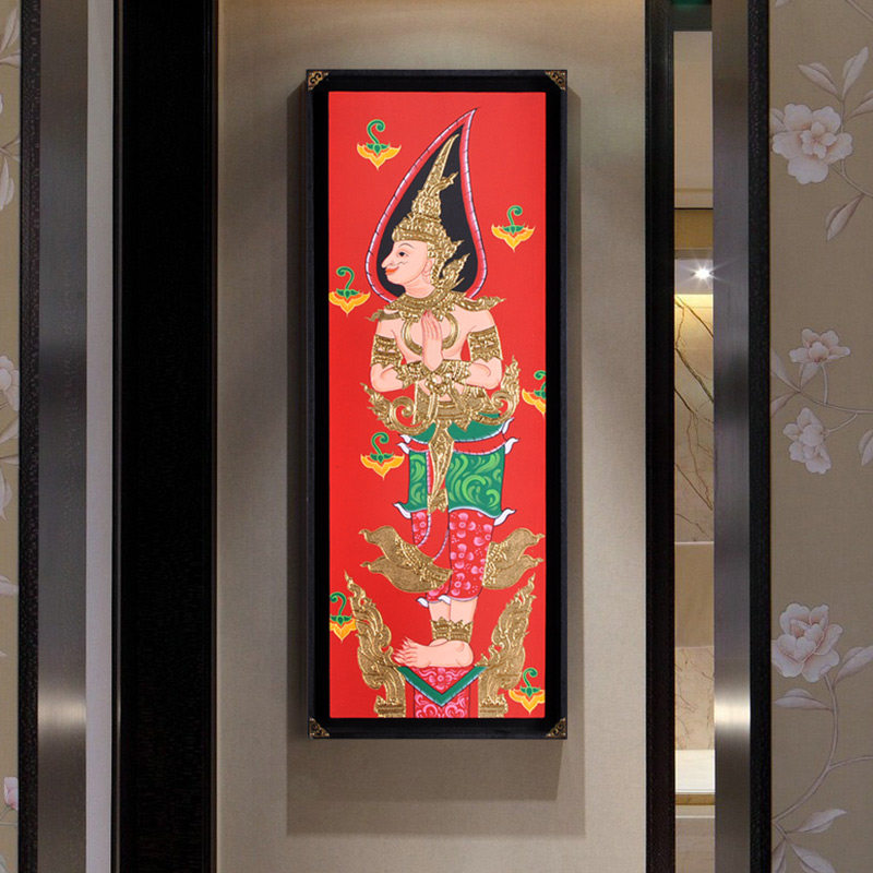 东南亚风格酒店客厅餐厅金箔装饰画泰式会所走廊现代装饰画