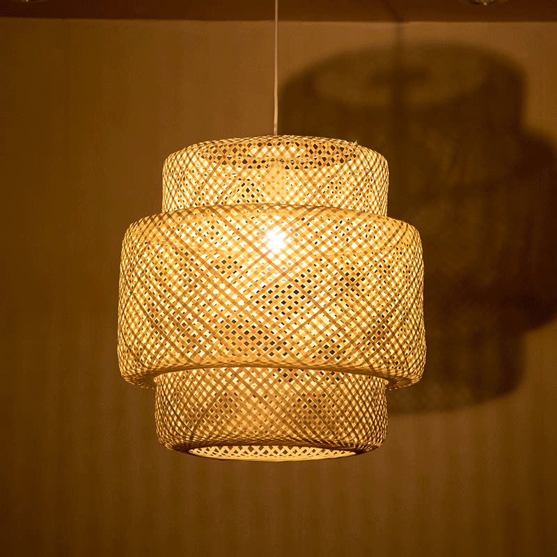 创意个性竹编吊灯日式禅意灯具餐厅客栈民宿客厅原生态艺术造型灯_5折