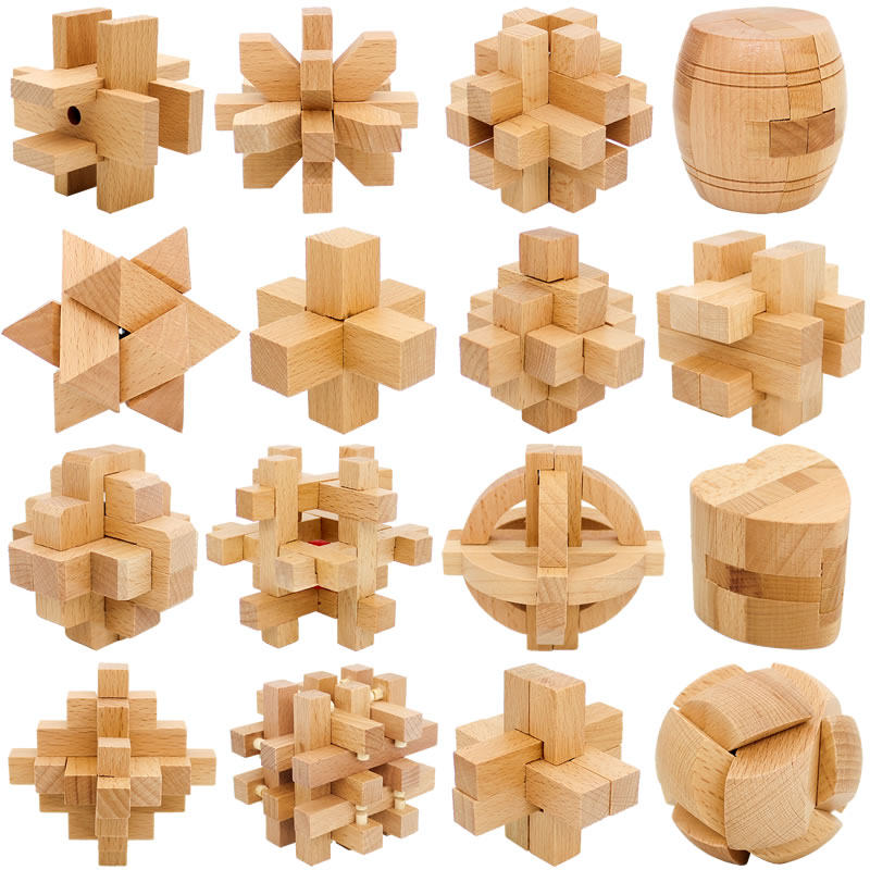 单个大号孔明锁鲁班锁整套益智玩具成人解压神器学生机关盒子解锁