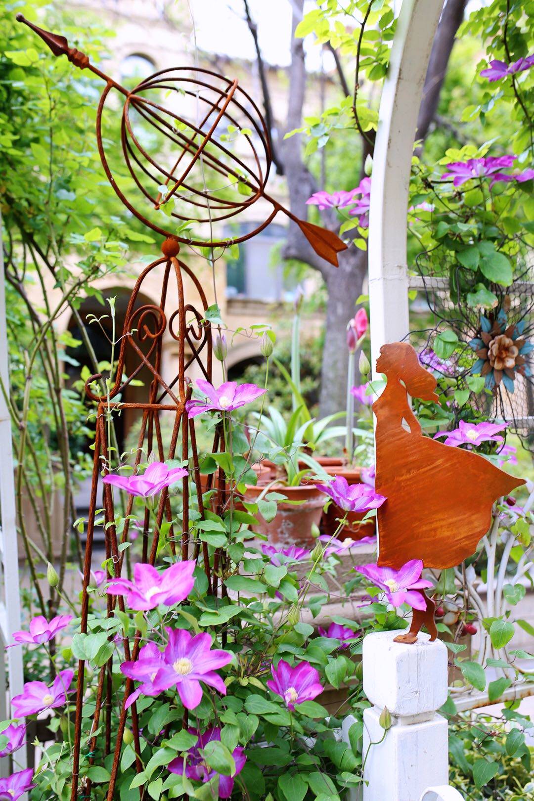 装饰铁艺花插花园摆件阳台庭院栅栏花盆户外其它园艺用品