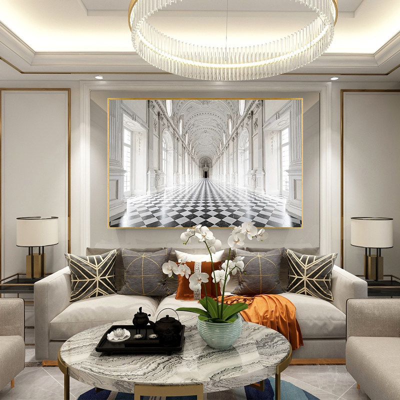 四角轻奢客厅沙发背景墙面装饰画现代简约大气玄关画挂画餐厅壁画