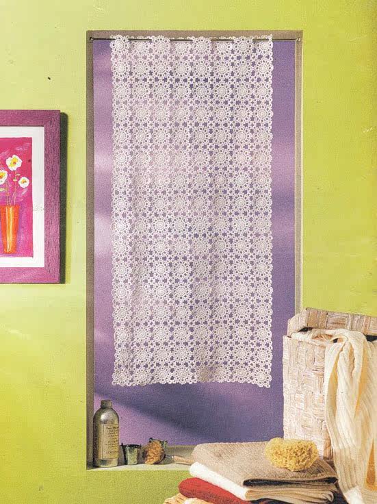 定制时尚风方形手工钩花镂空窗帘针织工艺门帘定制窗帘