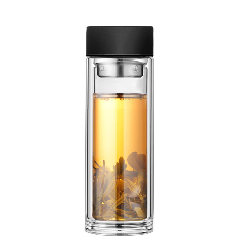 渊之源加厚双层玻璃杯耐热过滤男女式大容量泡茶杯子男女式微保温