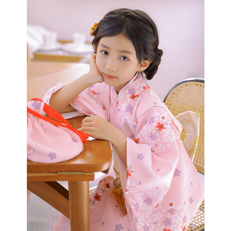 桔子点点日本儿童和服日式童装浴衣女童演出服连衣裙