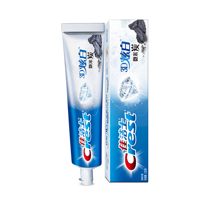 去黄佳洁士3d炫白微米米炭牙膏黑金膏体牙渍牙膏