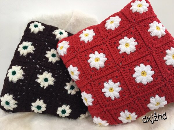 潮汕手工钩花抱枕diy艺术品钩针编织礼物包邮创意抱枕