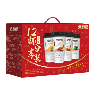 香飘飘奶茶下午茶12杯分享装870g*1箱红豆蓝莓礼盒