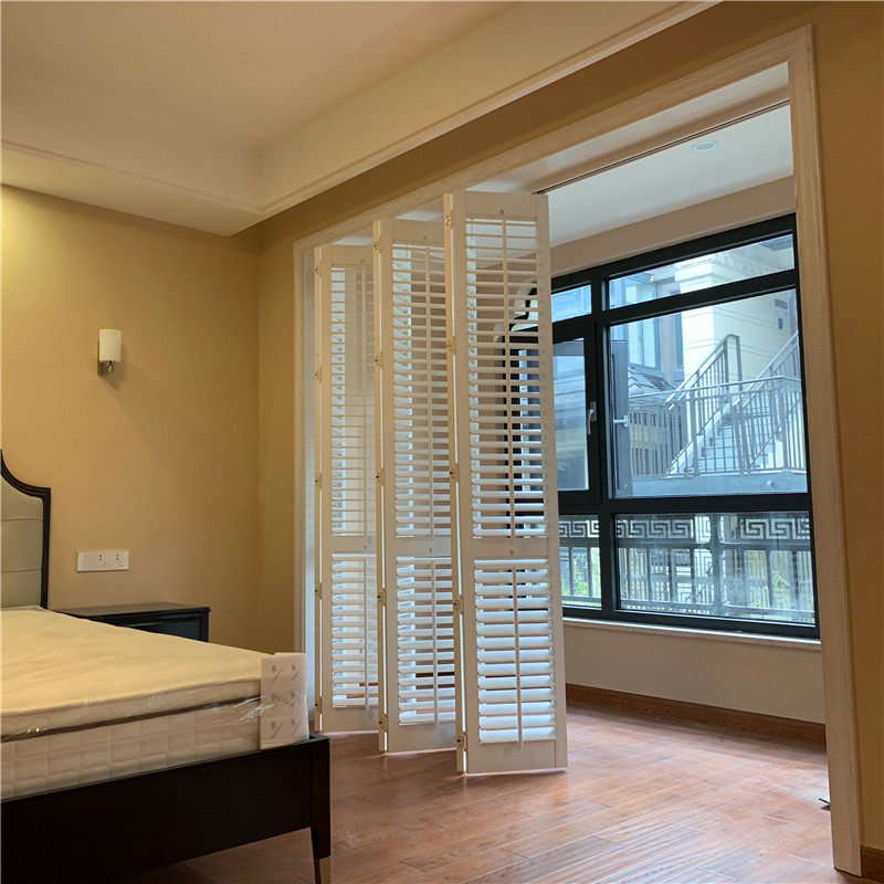 圣德科实木美式百叶折叠推拉门阳台客厅衣帽间隔断阳台门