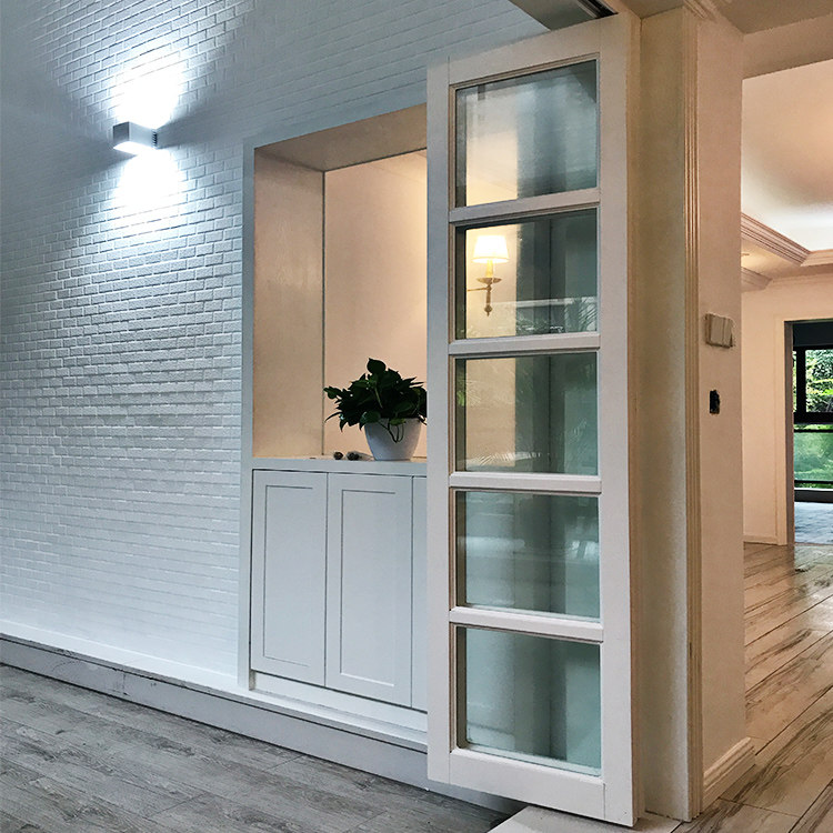 实木双层方格子玻璃门窗现代北欧客餐厅书房折叠推拉隔断门无下轨