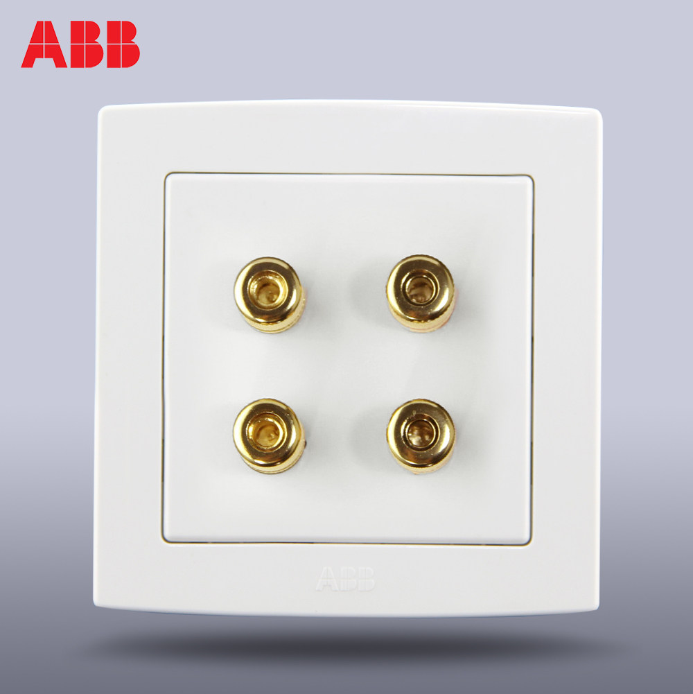 abb插座开关插座面板德韵直边二位四孔音响al342音频插座