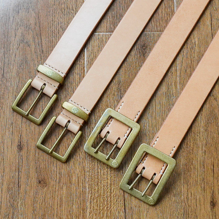 日本tenjinworks天神超厚牛皮枥木鞍革原色复古腰带