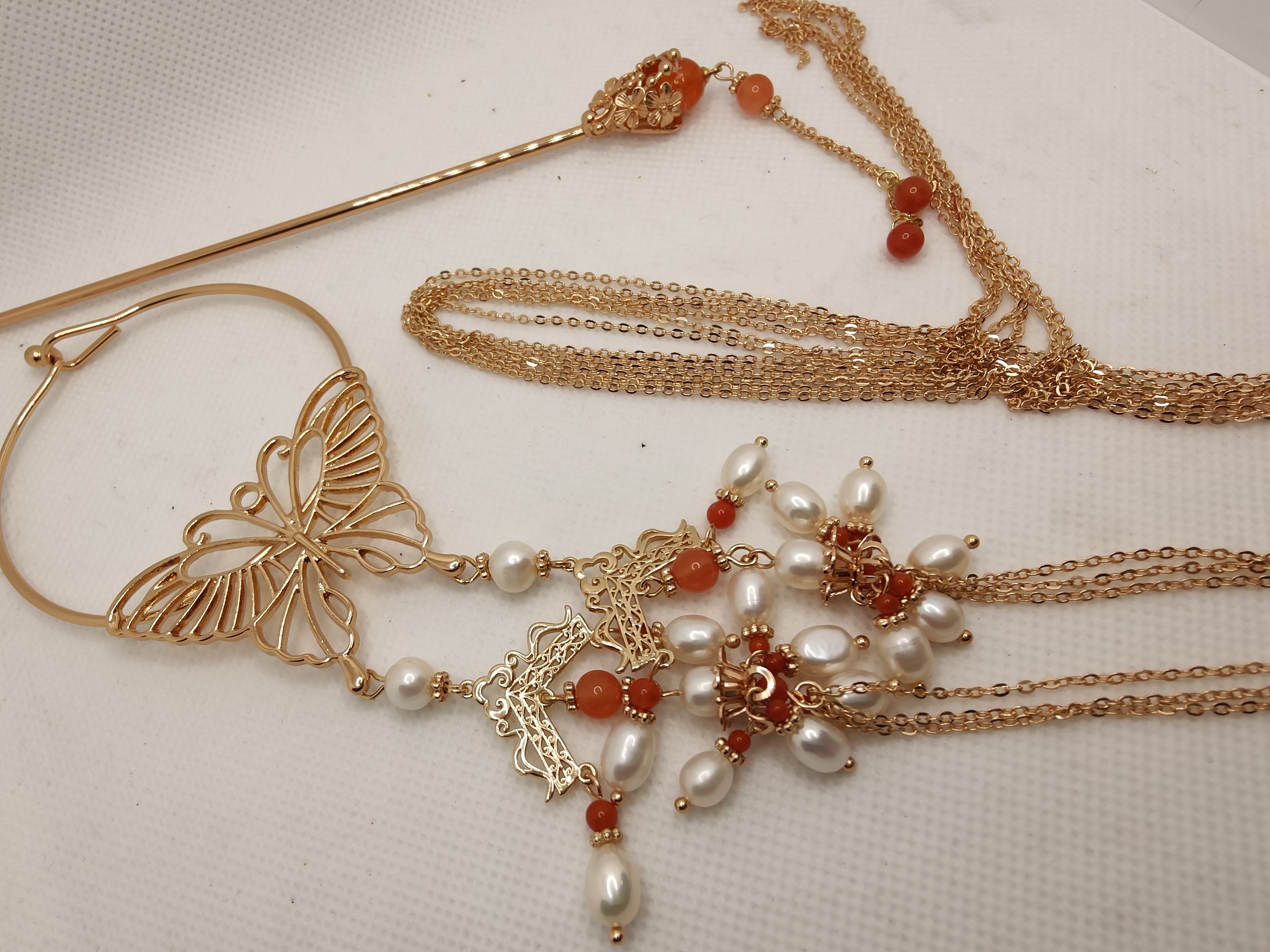 琳影初心原创古风头饰耳饰红果果果套装南红古风配饰