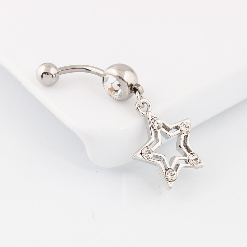 过敏脐环五角星吊坠肚脐扣粗针脐钉人体其它首饰