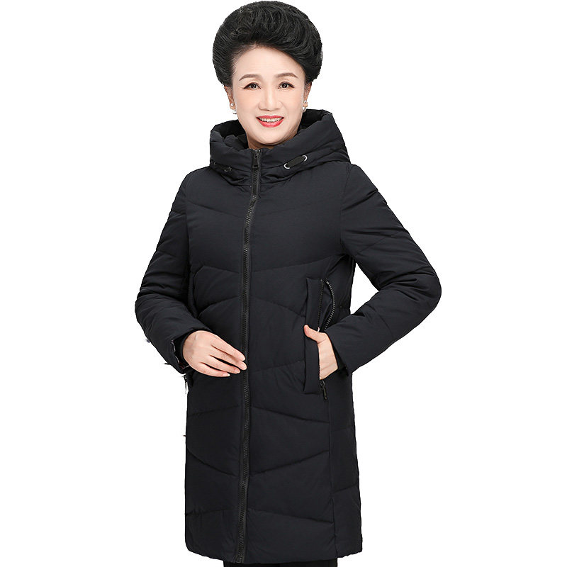 福太太中老年大码保暖羽绒服妈妈女装连帽宽松白鸭绒奶奶194810