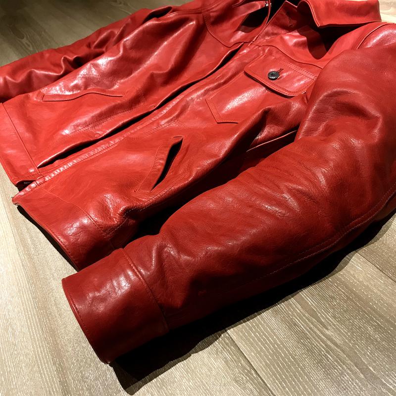 桑尼反季大促！植鞣蜡染红！拉链有口袋真皮皮衣男皮夹克抢完即止