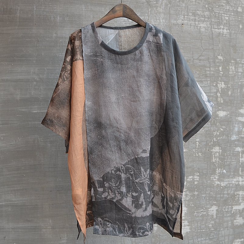 男中国风圆领短袖半袖青春流行休闲t恤印花苎麻超薄舒适凉快帅气