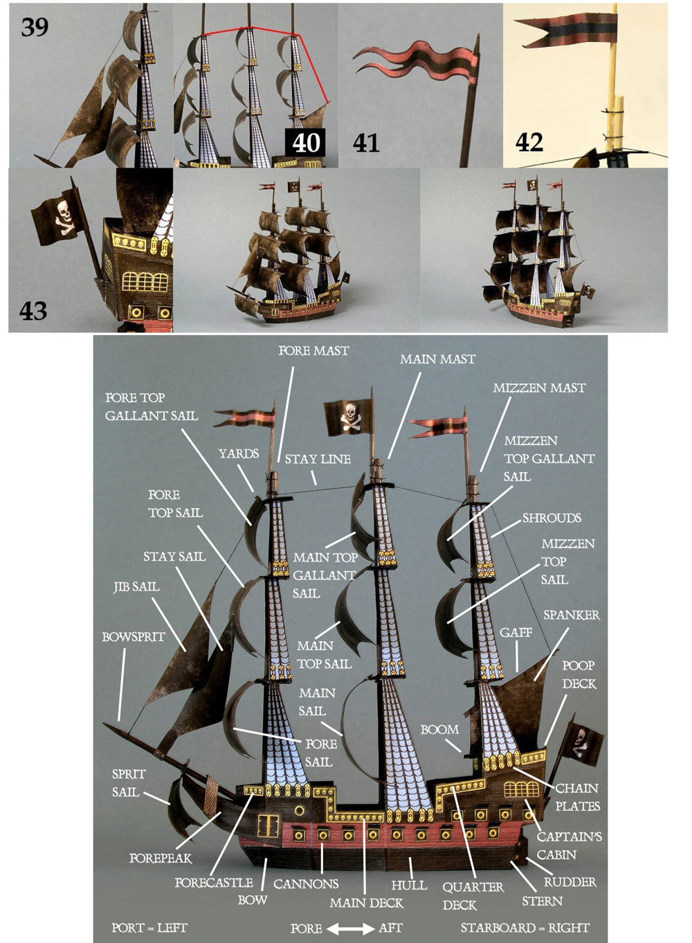 纸模制作diy手工作业益智玩具海盗船古代帆船3d其他模型