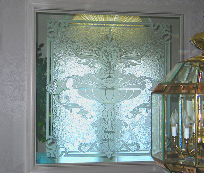 艺术玻璃玄关隔断屏风风简雕花无色素雅破损保安艺术玻璃