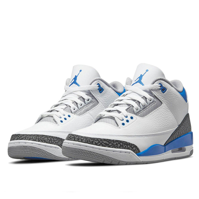 耐克男鞋airjordanaj3蓝白爆裂裂纹运动实战篮球鞋