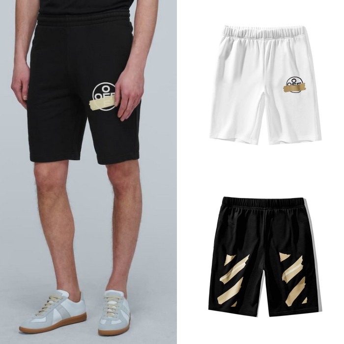 潮牌2020夏季新款ow烫金胶条箭头运动短裤休闲裤