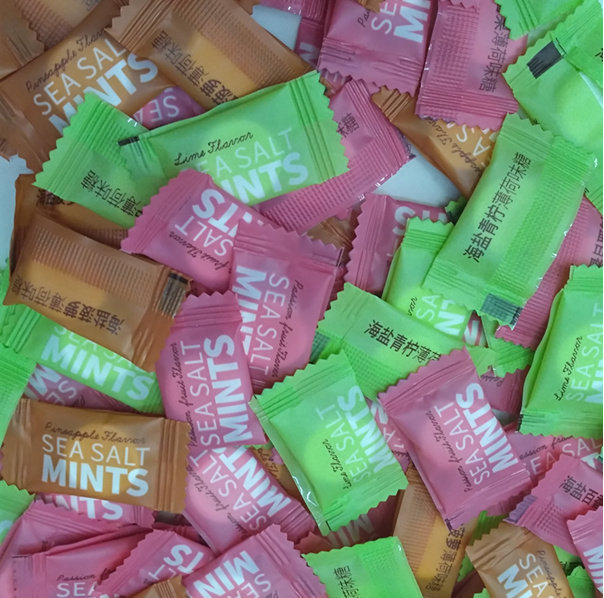 网红糖果500克海盐薄荷糖mint约290粒润喉糖餐饮娱乐酒店摆盘用糖