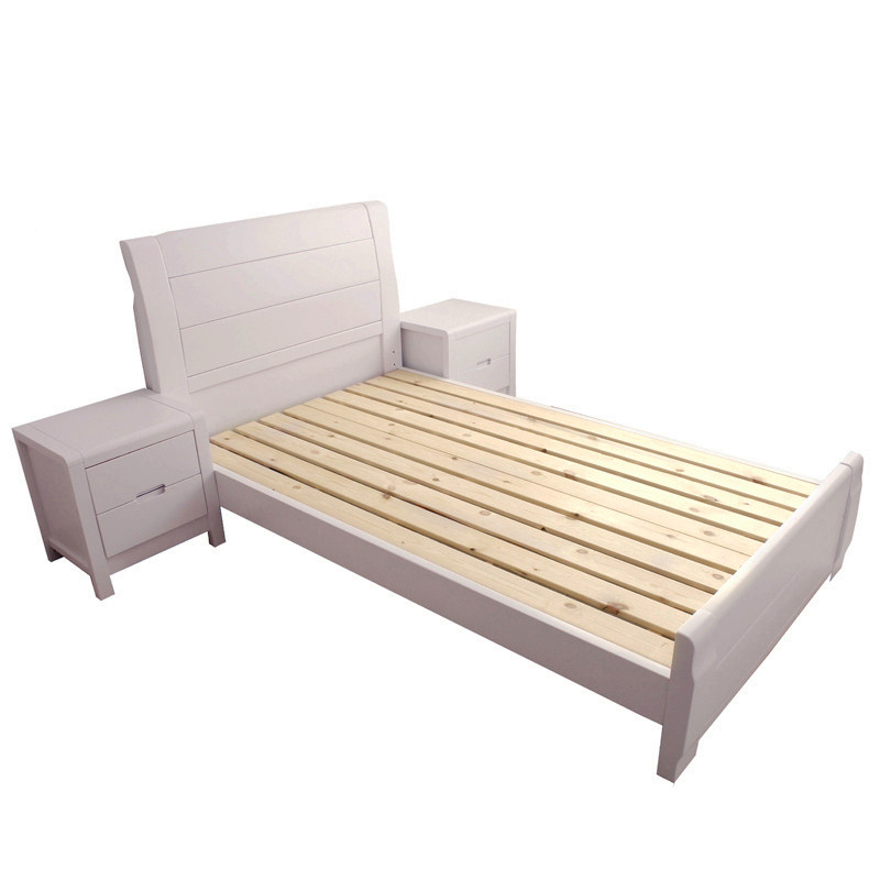 2米床白色实木床单人床成人 男孩女孩儿童小床简约现代卧室家具