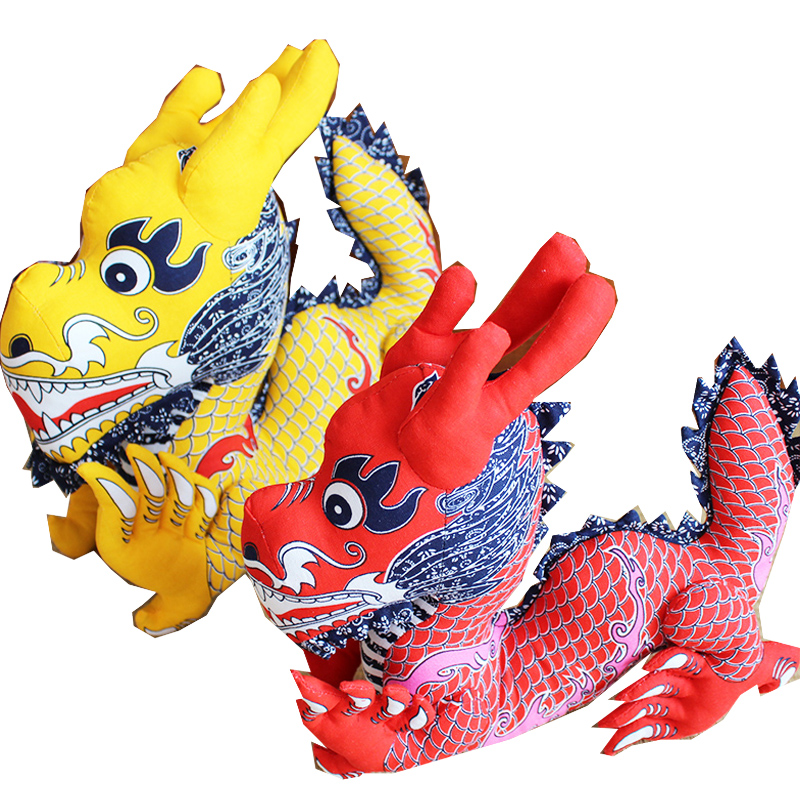 中国龙布偶吉祥物中国风特色手工布艺龙十二生肖摆件饰品礼物礼品