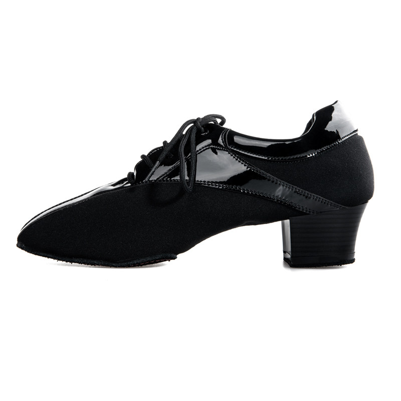 acedance男士拉丁舞教师漆皮拼接牛津布两点拉丁舞鞋