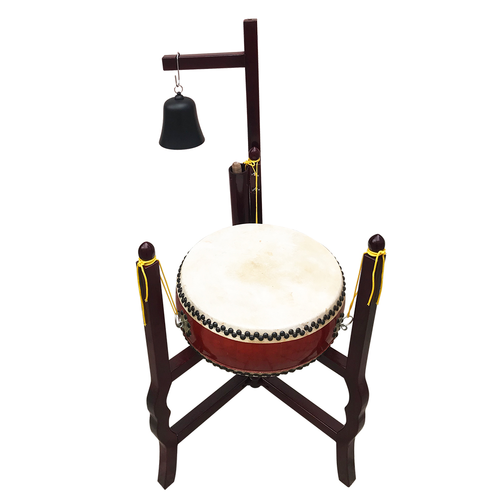 佛具用品三脚鼓架铃鼓架实木木鼓架扁鼓地钟一套佛教工艺品